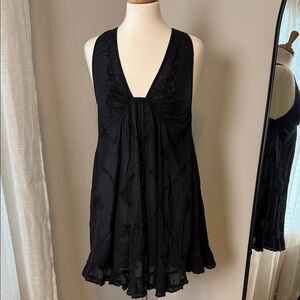 Free People Black V-Neck Mini Dress